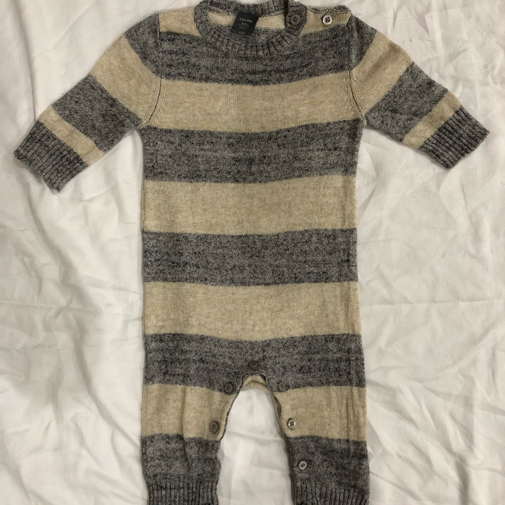 Baby boy knit one piece romper 3-6